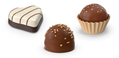 chocolate candies isolated on transparent background