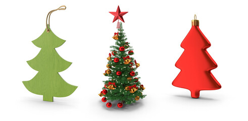 Christmas tree with gifts isolated on transparent background
