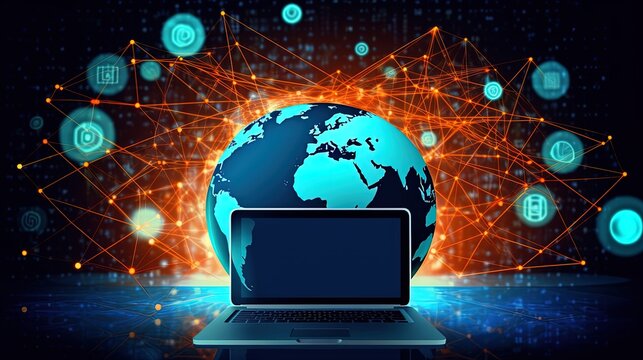 World internet day concept with various things related to the internet. Generative AI