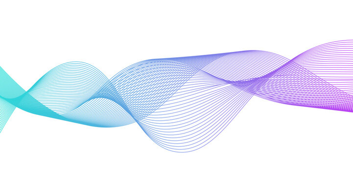 abstract lines blue gradient pink curve wave white background, Stylized line art background.Vector illustration.Wave with lines created using blend tool,Chrome technological wallpaper.