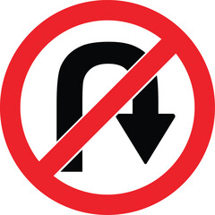 Label No U-turn right sign vector