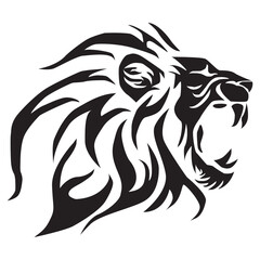 Black lion head isolated on a white background © Nigella