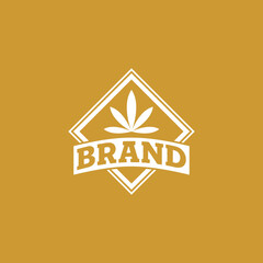 Simple Marijuana Emblem Logo Design Template