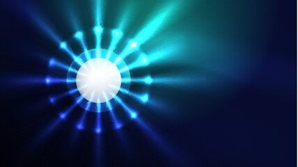 Circles with bright neon shiny light effects, abstract background wallpaper design