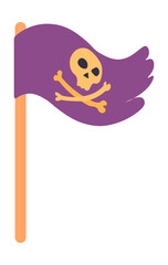 Pirate flag with skull and bones, pole and fabric
