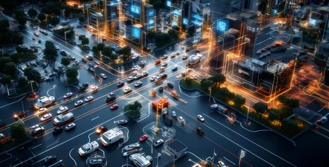 Fotobehang Road Traffic management by AI technology. Generative Ai content © Kashif Ali 72
