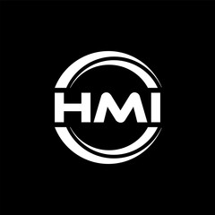 HMI letter logo design with black background in illustrator, vector logo modern alphabet font overlap style. calligraphy designs for logo, Poster, Invitation, etc.