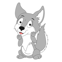 cute wolf animal cartoon illustration