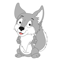 cute wolf animal cartoon illustration