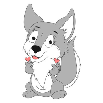 cute wolf animal cartoon illustration