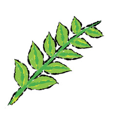 Leaf vector, Wax crayons like children's hand-drawn leaves isolated. Pastel chalk or pencil like leaves drawn by children's hands on paper. Brush painting style, coloring style with crayons.