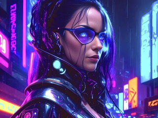 cyberpunk woman portrait futuristic neon style (3)