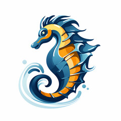 Mascot logo Seahorses white background