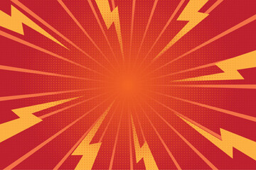 Comic Cartoon Book Background Halftone Pattern & Trendy Style in Sunburst.