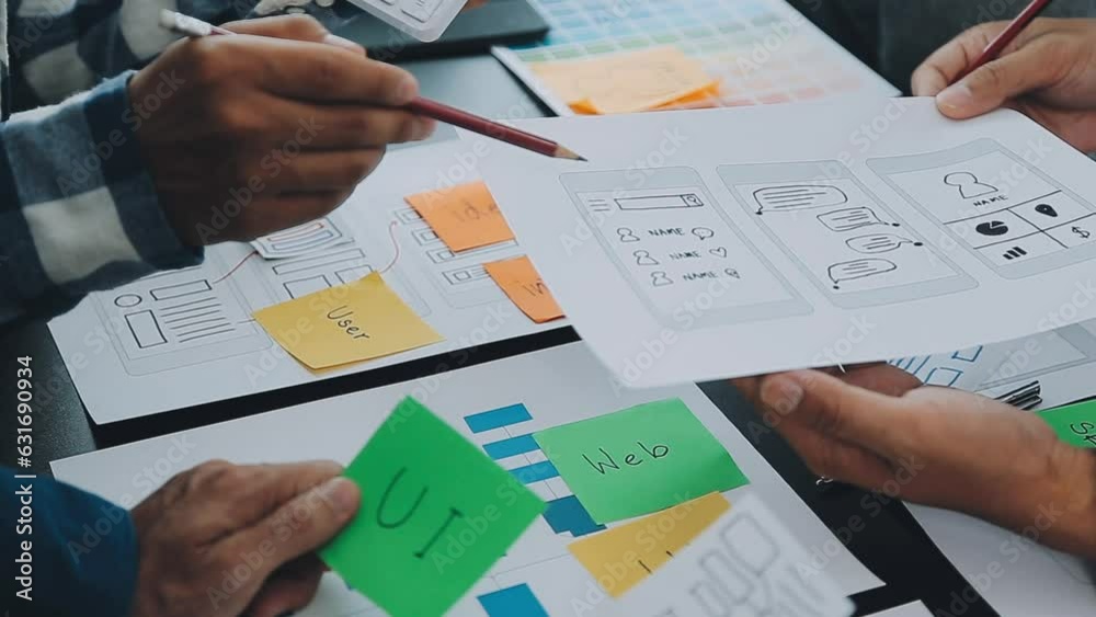 Wall mural ux graphic designer creative sketch planning application process development prototype wireframe for