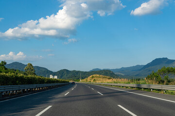 highway road and green forest with mountain nature landscape