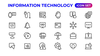 Information technology linear icons collection.Outline icon.