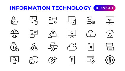 Information technology linear icons collection.Outline icon.