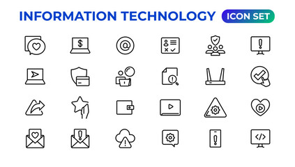 Information technology linear icons collection.Outline icon.