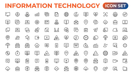 Information technology linear icons collection.Outline icon.