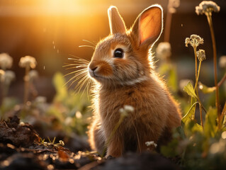 Rabbit in its Natural Habitat, Wildlife Photography, Generative AI