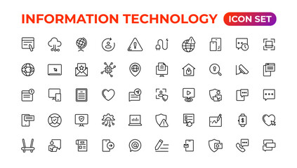 Information technology linear icons collection.Outline icon.