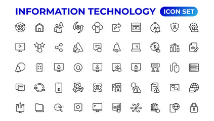 Information technology linear icons collection.Outline icon.