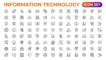 Information technology linear icons collection.Outline icon.