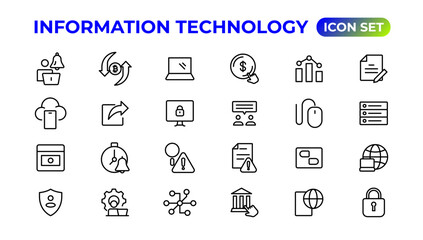 Information technology linear icons collection.Outline icon.