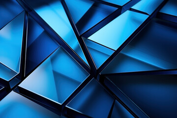 Abstract geometric art, monochromatic shades of blue - Generative AI