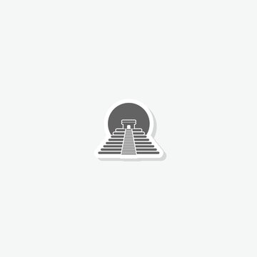 recommend clip art: Chichen itza pyramid sticker icon isolated on white background