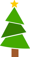 Fototapeta premium Green pine tree with yellow star doodle icon PNG