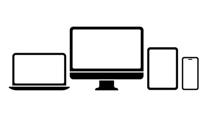 Vector Gadget Symbols Set Computer, Laptop, Smartphone, Tablet