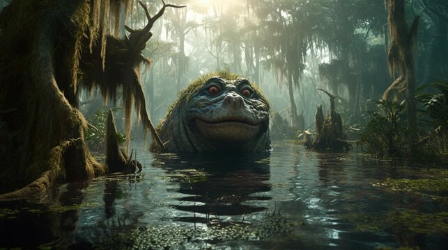 monster in the swamp.Generative AI