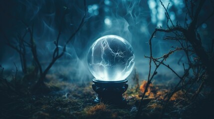 close-up photo of crystal ball with mysterious mist - obrazy, fototapety, plakaty