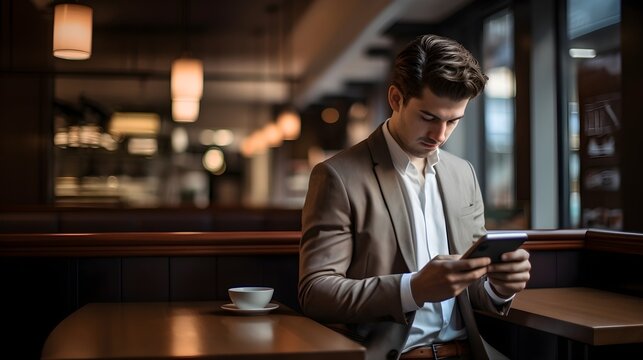 Young Investor Checking The Latest Stock News On His Mobile Device