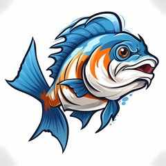 Mascot logo fish white background