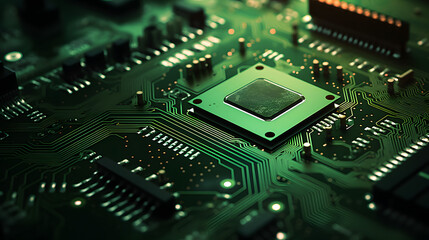 Fototapeta premium Green and black intricate printed circuit board