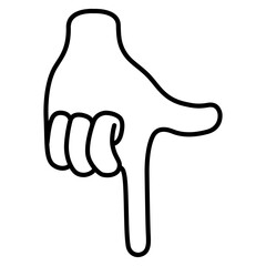 Pointing down hand gestures line icon