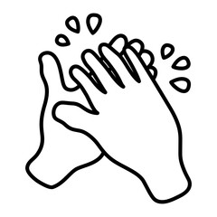 Clap hand gestures line icon