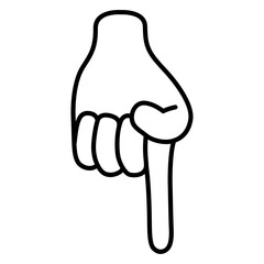 Pointing down hand gestures line icon