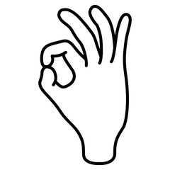 Ok hand gestures line icon