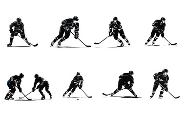 vector silhouettes hockey players, Hockey players silhouettes illustration
