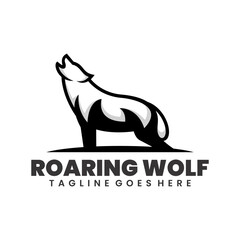 roaring wolf illustration mascot logo design