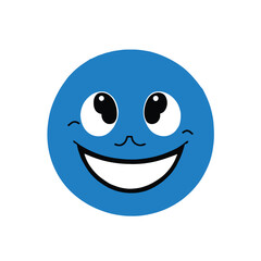 Blue emoji face icon or emoticon symbol, ball face, social media emoji for web and mobile app isolated on white background. Vector illustration
