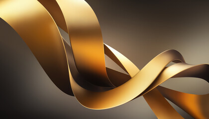 Wavy Golden Ribbons Background