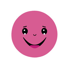 Pink emoji face icon or emoticon symbol, ball face, social media emoji for web and mobile app isolated on white background. Vector illustration