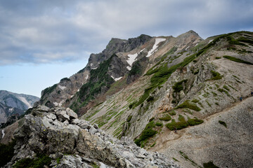 白馬岳から続く稜線を歩く