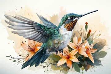 Obraz premium Watercolor leaves vector graphic with empty space on white background, Generated with AI