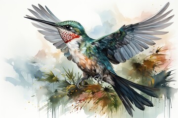 Watercolor leaves vector graphic with empty space on white background, Generated with AI